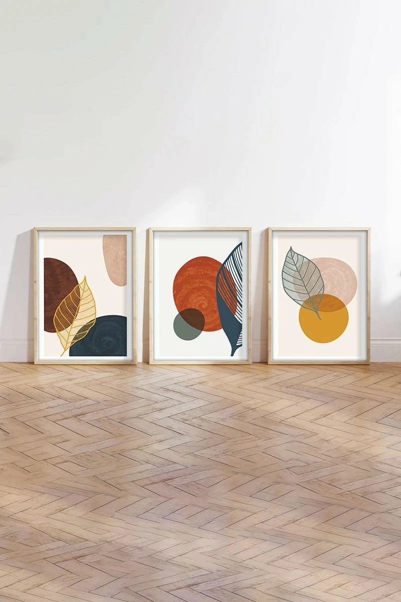 Pikturë dekorative me kornizë, 3 pjesë, Wallity, Huhu209, 50x70cm