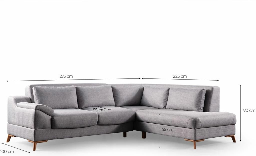 Kënd divan-krevat Atelier del Sofa, ngjyrë gri, (L2 + Chl djathtas)