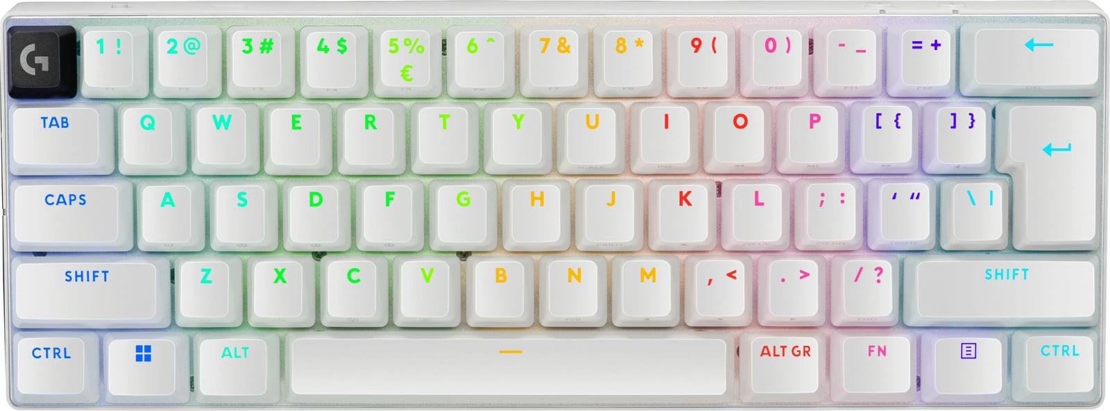 Tastierë mekanike Logitech G 920-011930, RGB LED, Wireless & USB, 60%, e bardhë