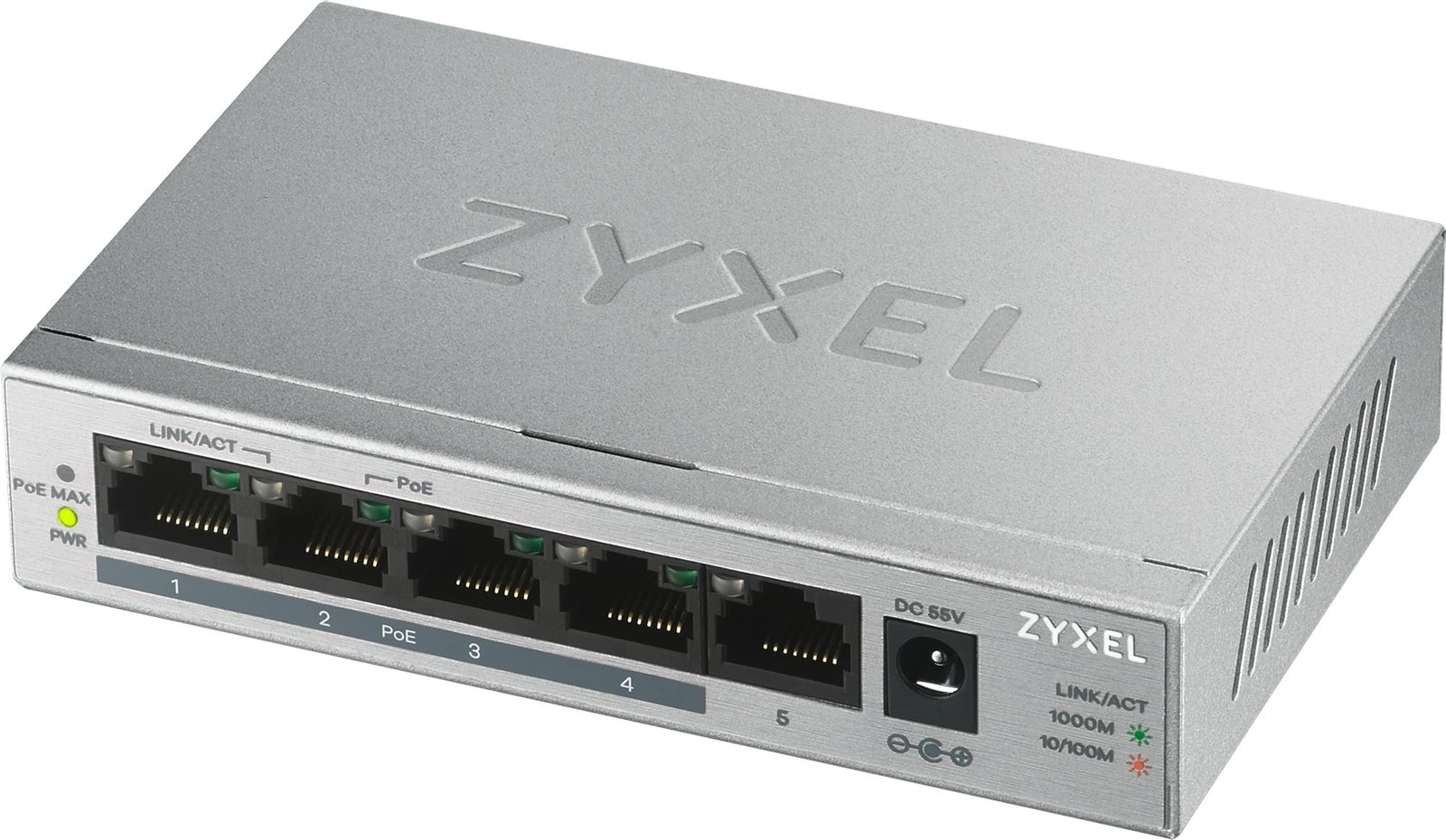 Switch Zyxel GS1005HP, Unmanaged, Gigabit Ethernet, PoE, Argjendtë