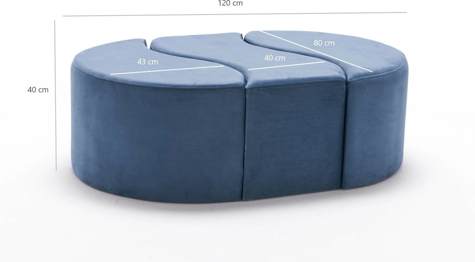Puf Atelier del Sofa Alya, kadife blu
