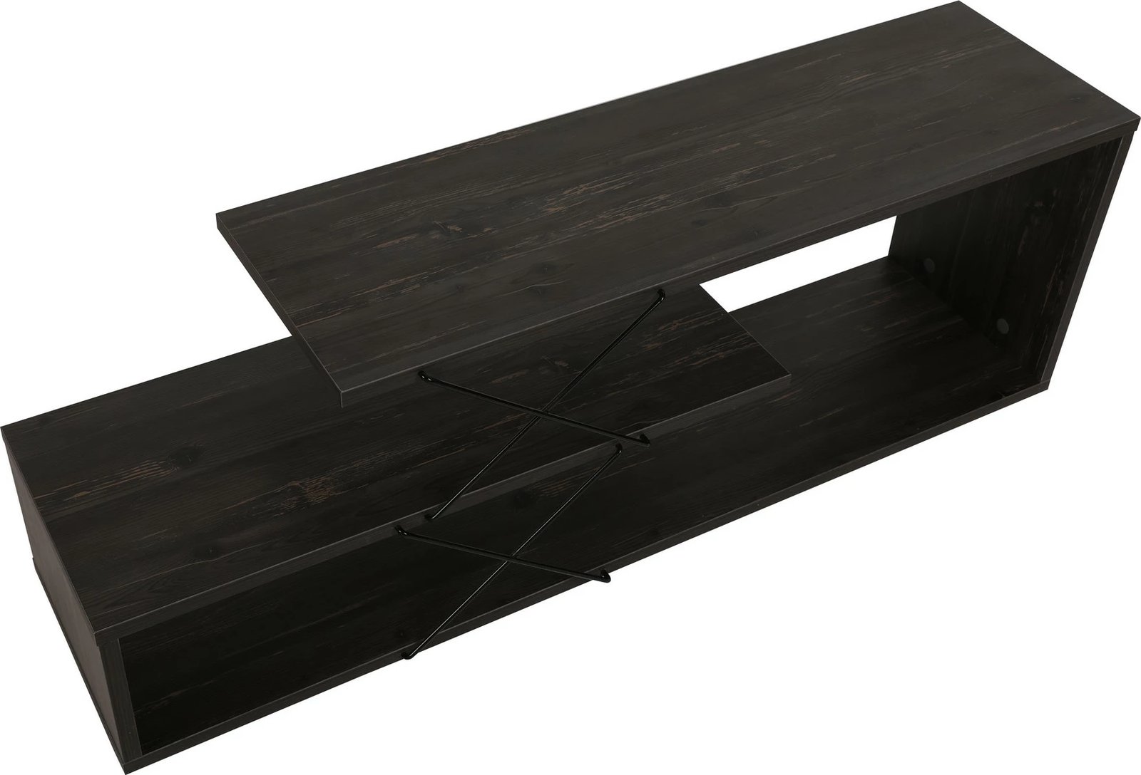 Komodë TV Hanah Home, dizajn Zigzag, ngjyrë kafe e errët