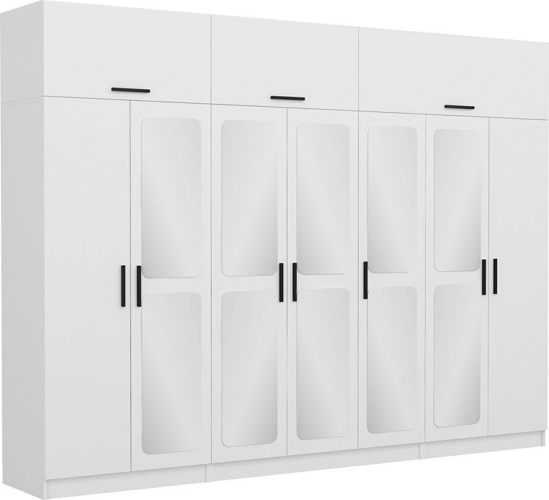 Dollap i madh, ngjyrë e bardhë, Skye Decor, 13 pjesë, 315x235x52cm