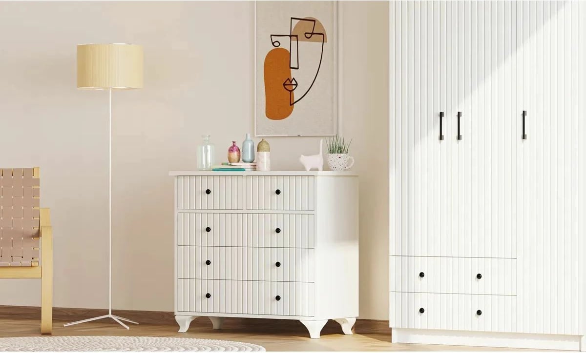 Komodë Skye Decor, ngjyrë e bardhë mat, RB-185-09