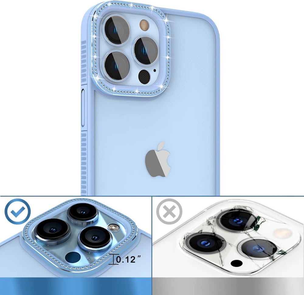 Mbështjellës Kingxbar Sparkle Series për iPhone 13 Pro Max, me kristale, Blu