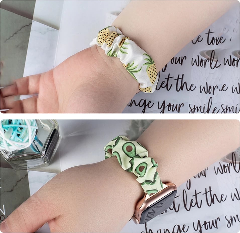 Rrip tekstili për Apple Watch Hurtel, model me ananas, elastik, i bardhë Rrip tekstili për Apple Watch Hurtel, model me ananas, elastik, i bardhë
