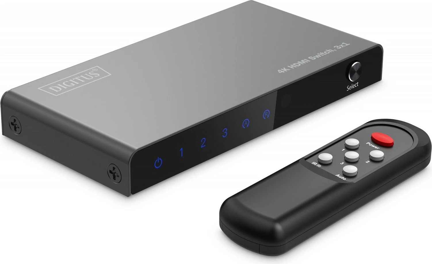 Switch HDMI Digitus DS-55331, 3 hyrje, 1 dalje, 4K/60Hz, me telekomandë, e zezë