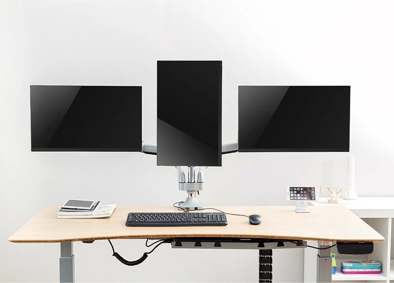 Mbajtëse tavoline për 3 monitorë LogiLink BP0052, alumini, për monitorë 13-32 inç, ngjyrë alumini