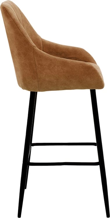 Karrige për bar Empower, metal i zi, material stof ngjyrë kafe antike