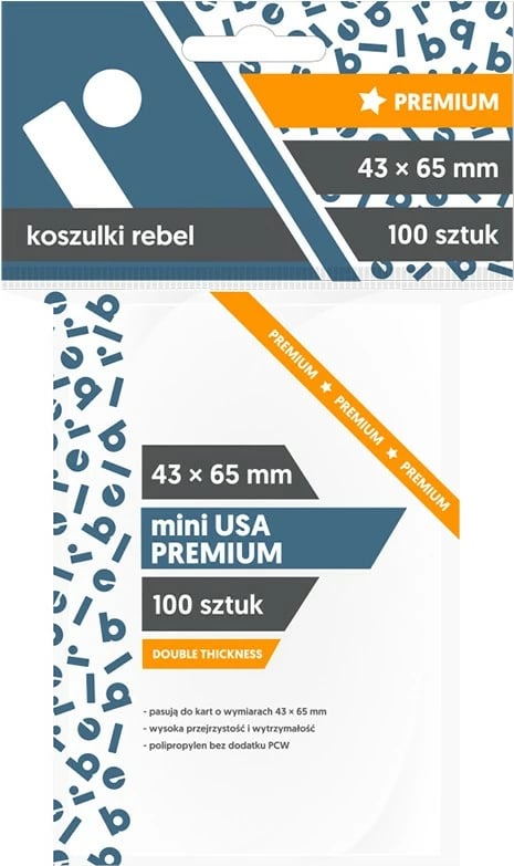 Mbështjellës letra loje Rebel Mini USA Premium 43x65 mm, 100 copë, Transparent