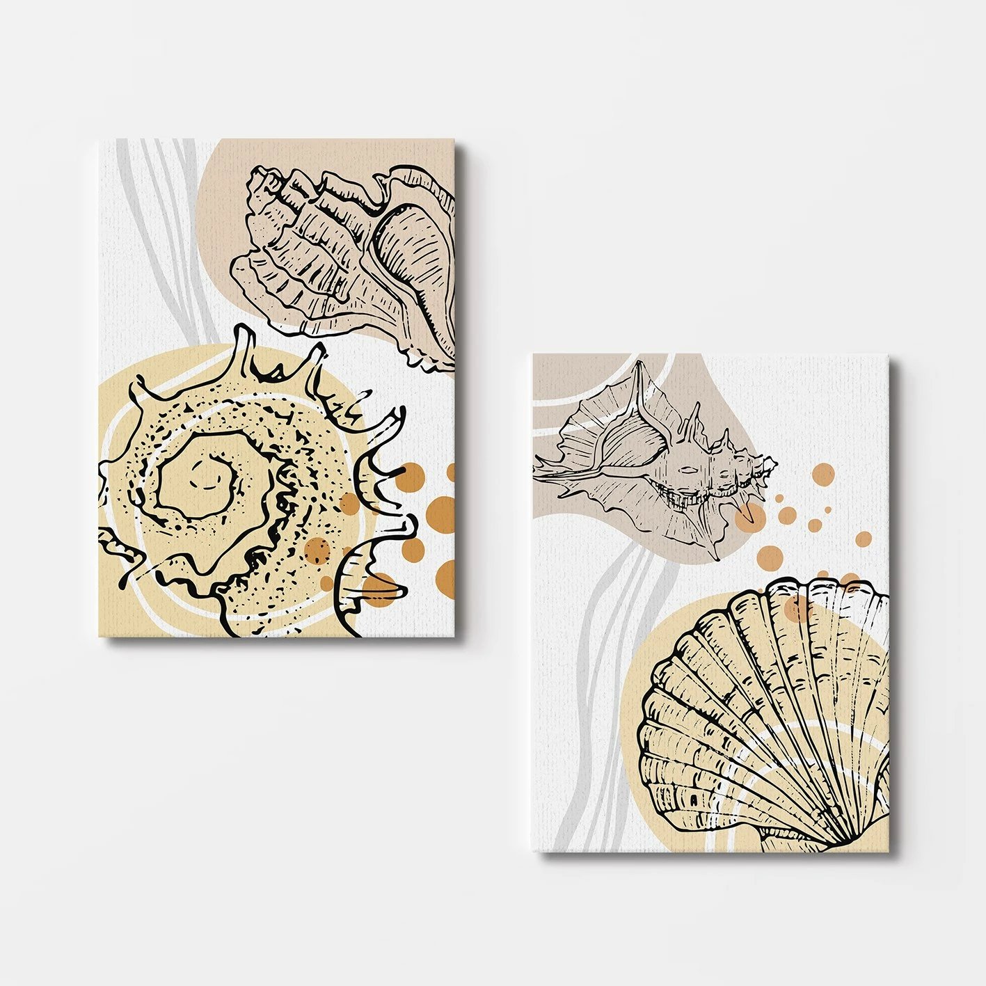 Piktura dekorative në kanavacë (2 copë), shumëngjyrëshe, Wallity, 50x70cm