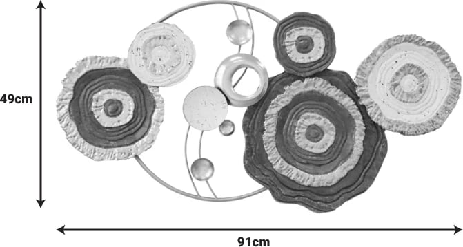 Dekor muri metalik, ngjyrë ari-bardhë-e zezë, 91x49x4