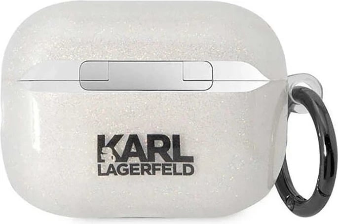 Mbështjellës Karl Lagerfeld Glitter NFT Karl & Choupette, Apple AirPods Pro 2, transparent