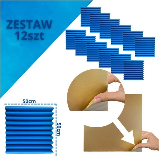 Panel akustik DNA AM4 BL, set prej 12 copë, Blu