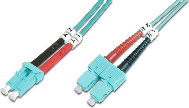 Kabllo optike patchcord Digitus DK-2532-01/3, LC-SC, OM3, 1m, Turquoise Kabllo optike patchcord Digitus DK-2532-01/3, LC-SC, OM3, 1m, Turquoise