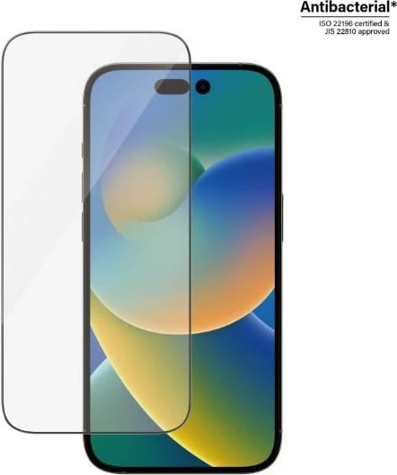 Mbrojtës ekrani PanzerGlass Ultra-Wide Fit për iPhone 14 Pro, xham i temperuar, antibakterial