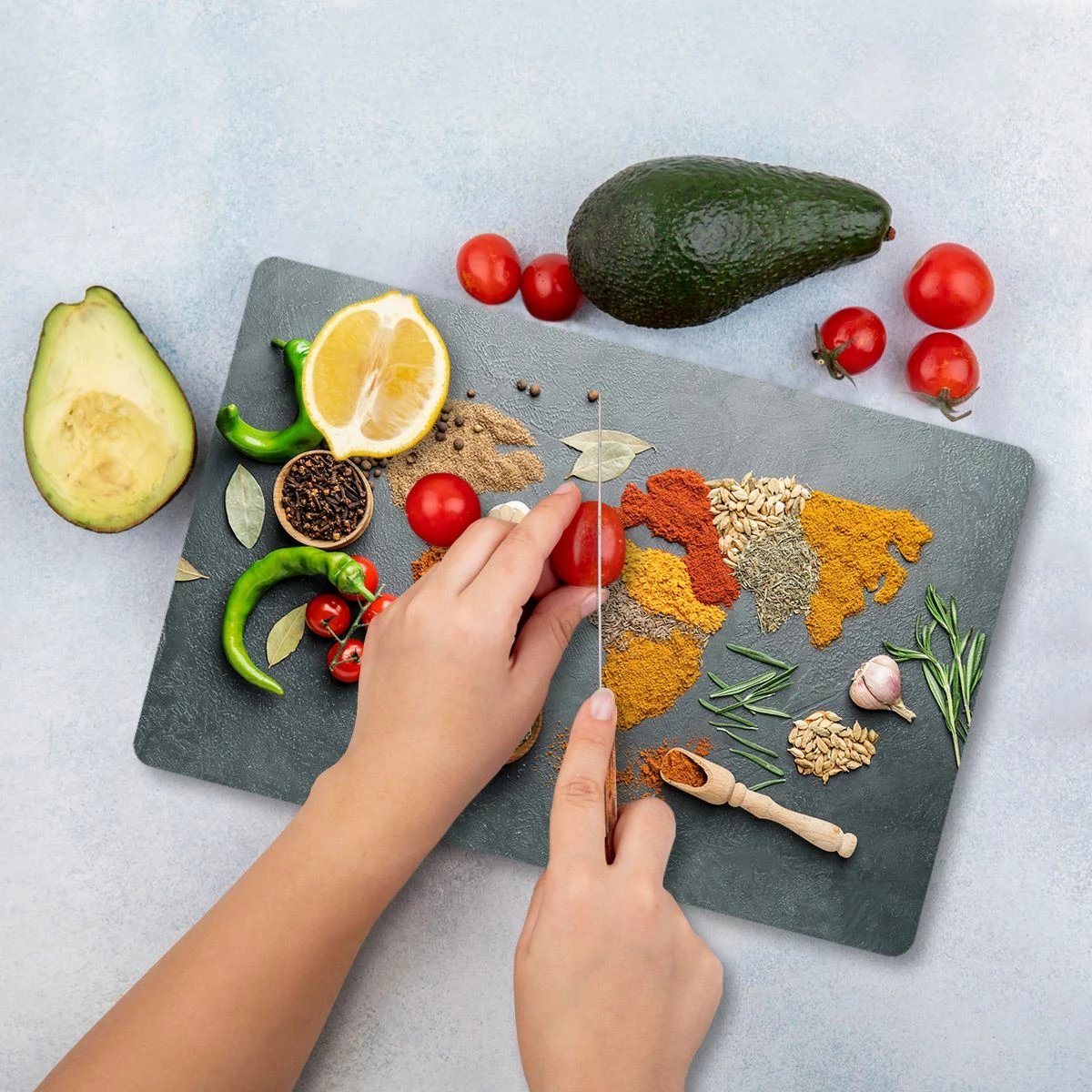 Dërrasë prerëse Hermia, xham i temperuar, shumëngjyrëshe, Ckt110-3040, 30x40cm