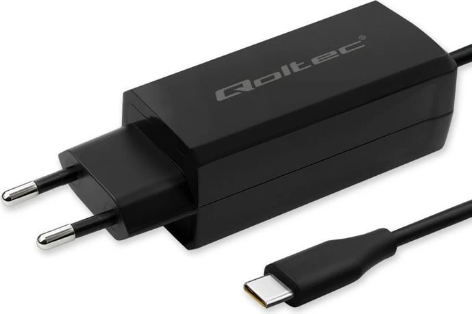Karikues muri Qoltec 65W GaN, USB-C 3.1, i zi