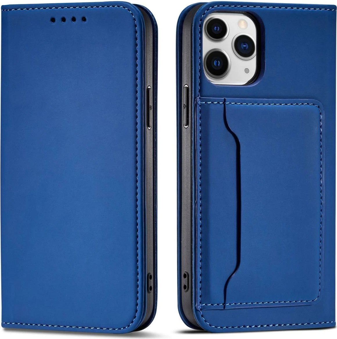 Mbështjellës Hurtel Magnet Card Case për iPhone 12 Pro, me kapak, portofol dhe qëndrim, kaltër