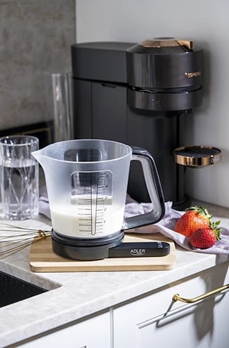 Peshore kuzhine, Adler AD 3178, 5 kg 1 g, gotë matëse 1200 ml, njësi g/oz/ml, ekran LED i bardhë, e zezë