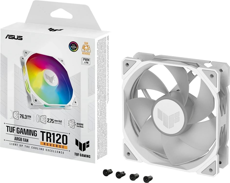 Ftohës ajri ASUS TUF GAMING TR120 ARGB Reverse, 12 cm, i bardhë