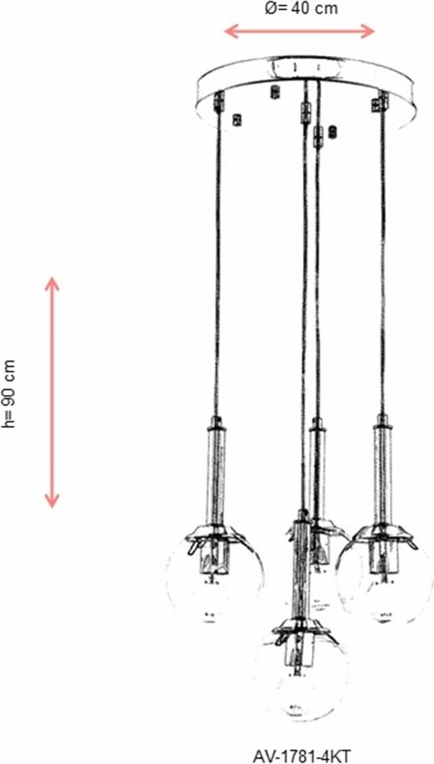 Llambë tavani Opviq, krom, AV-1781-4KT