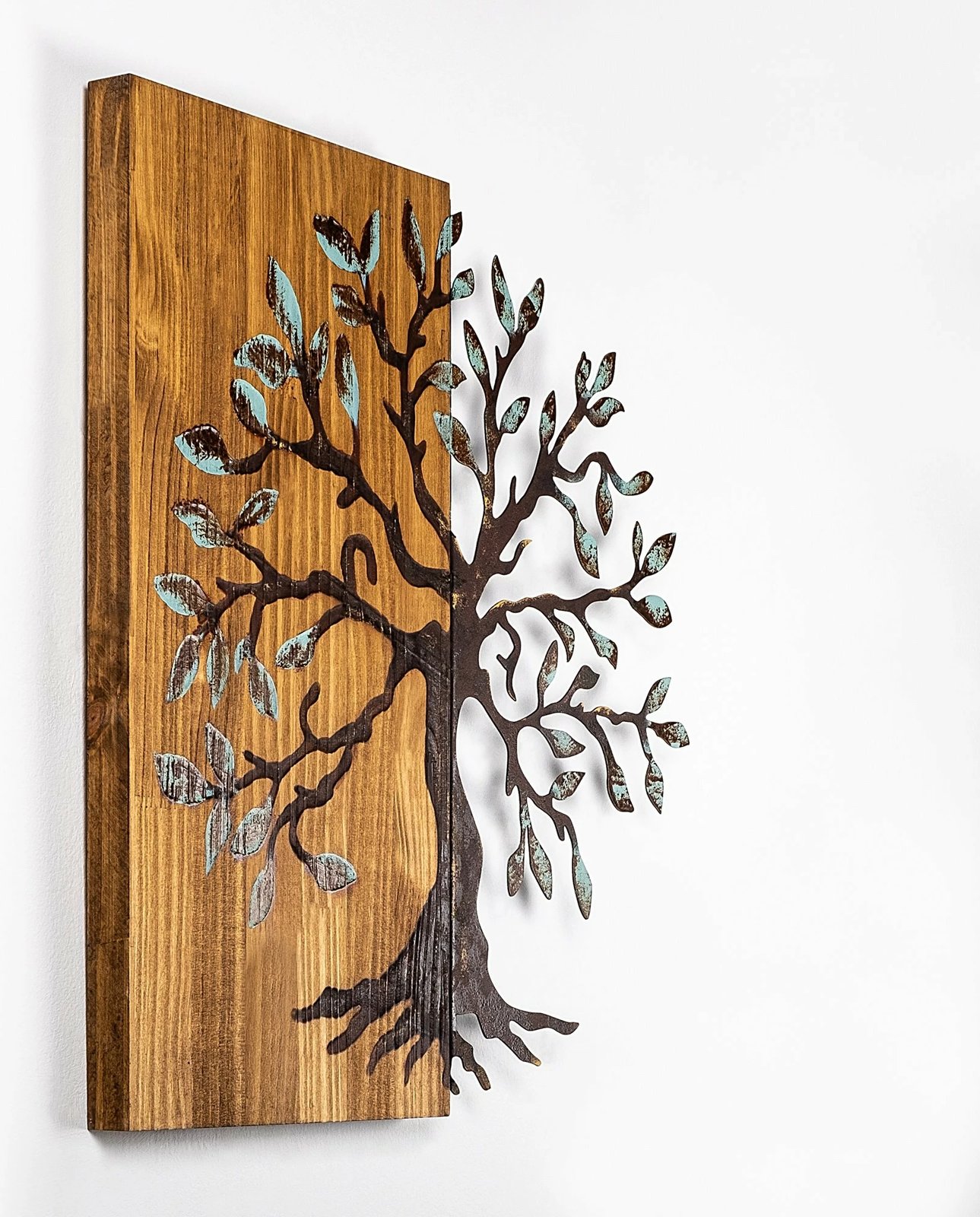 Aksesor dekorativ muri prej druri, Wallity Agac 5, ngjyrë arre, 58x58cm