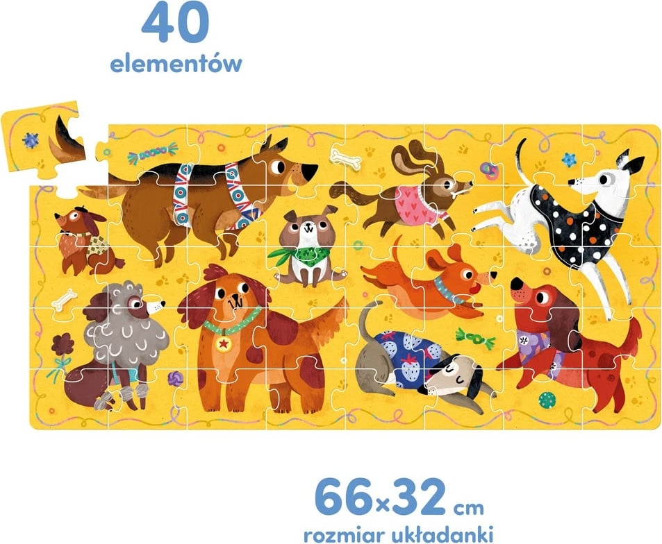 Puzzle për fëmijë CzuCzu Hau, 40 pjesë, qenushë, 66x32cm