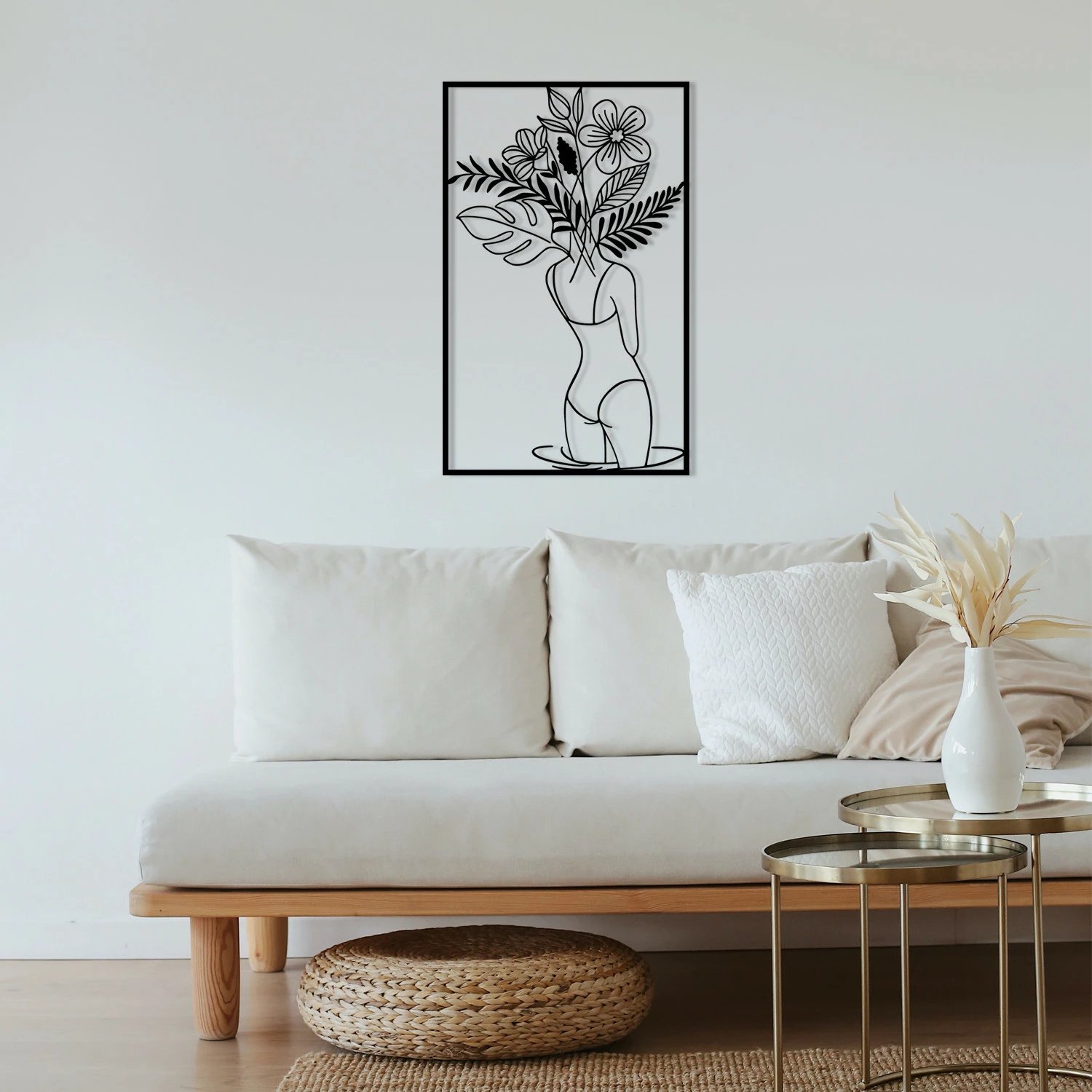 Aksesor dekorativ metalik për mur, Wallity, Gupse, ngjyrë e zezë, 38x61cm