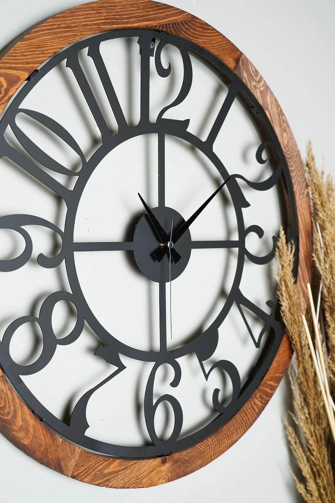 Orë muri dekorative metalike Wallity, Myk1212-10, ngjyrë arre dhe e zezë
