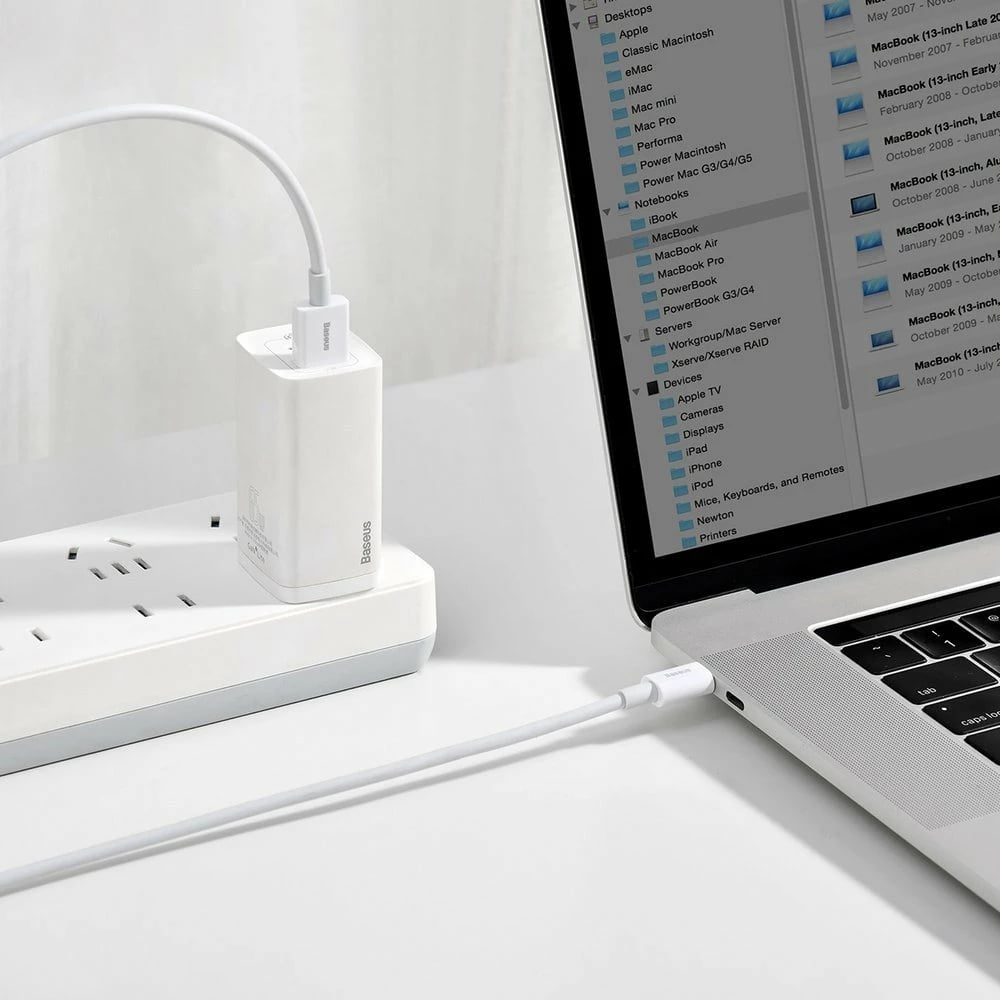 Kabllo karikimi dhe të dhënash Baseus Superior CATYS-02, USB-A në USB-C, 1m, 66W, Bardhë
