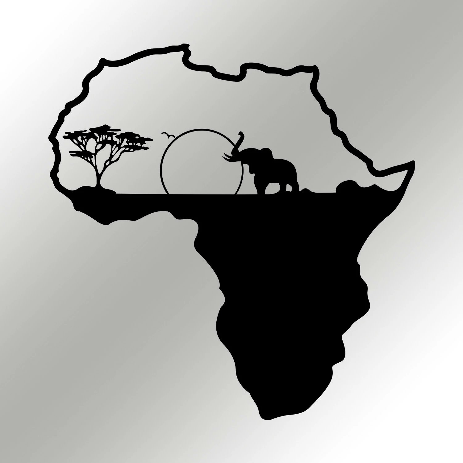 Aksesor dekorativ metalik për mur, Wallity, Afrika 1, ngjyrë e zezë, 55x57cm