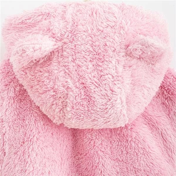 kombinezon dimri bebe NEW BABY Nice Bear 74 (6-9m) me kapuç me veshë, doreza, mbushje anti-alergjike, rozë