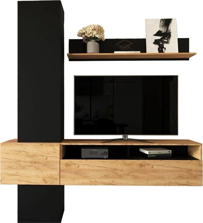 Set Wendy për dhomë dite, ngjyrë lis-e zezë, 195.1x37.3x219.1cm