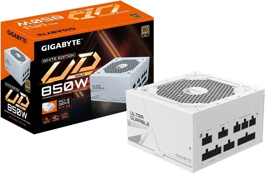 Kasë energjie Gigabyte GP-UD850GM PG5W, 850W, 80 PLUS Gold, modulare, Bardhë