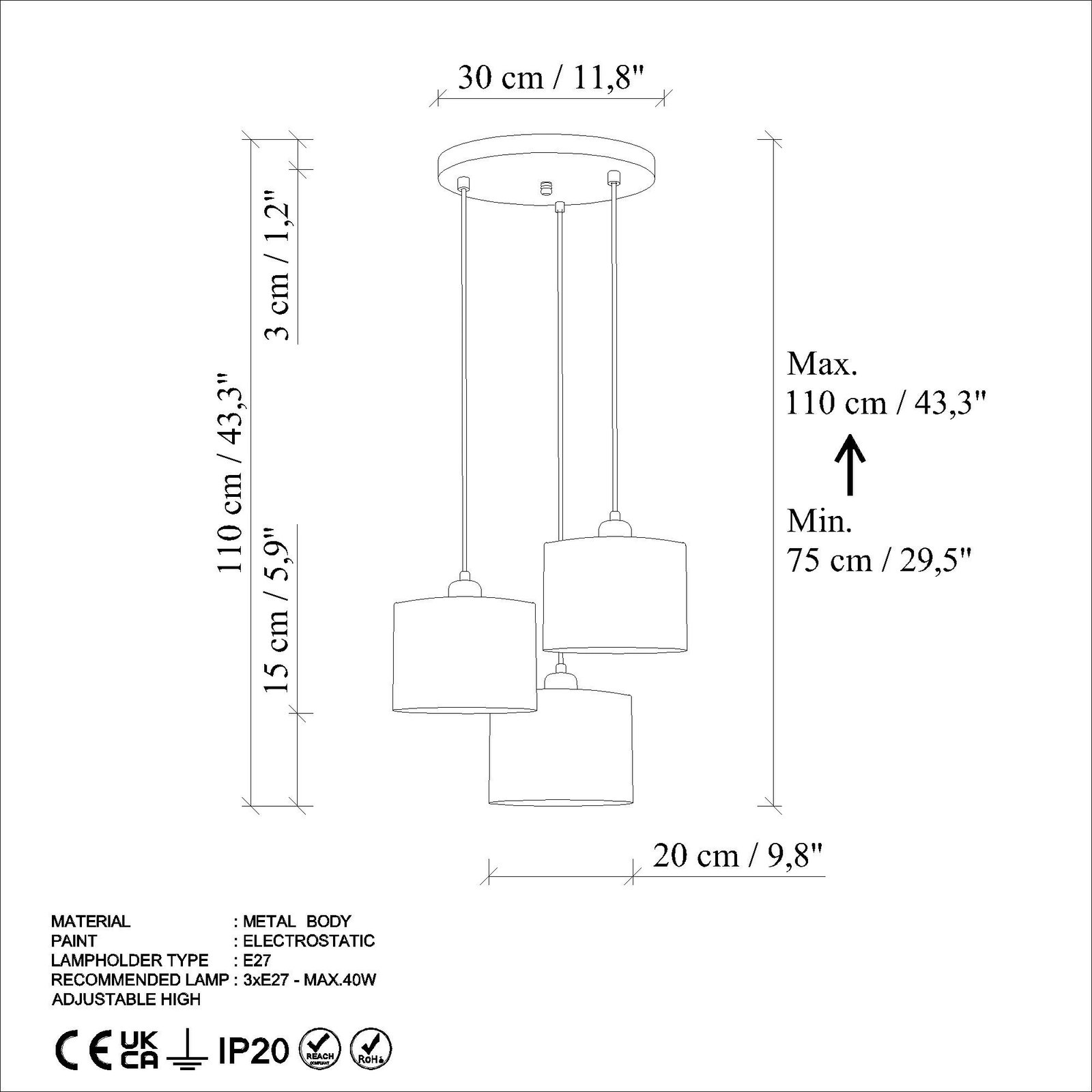 Llambë tavani Opviq, DUZ-195RETRO-3, metal, ngjyrë antike