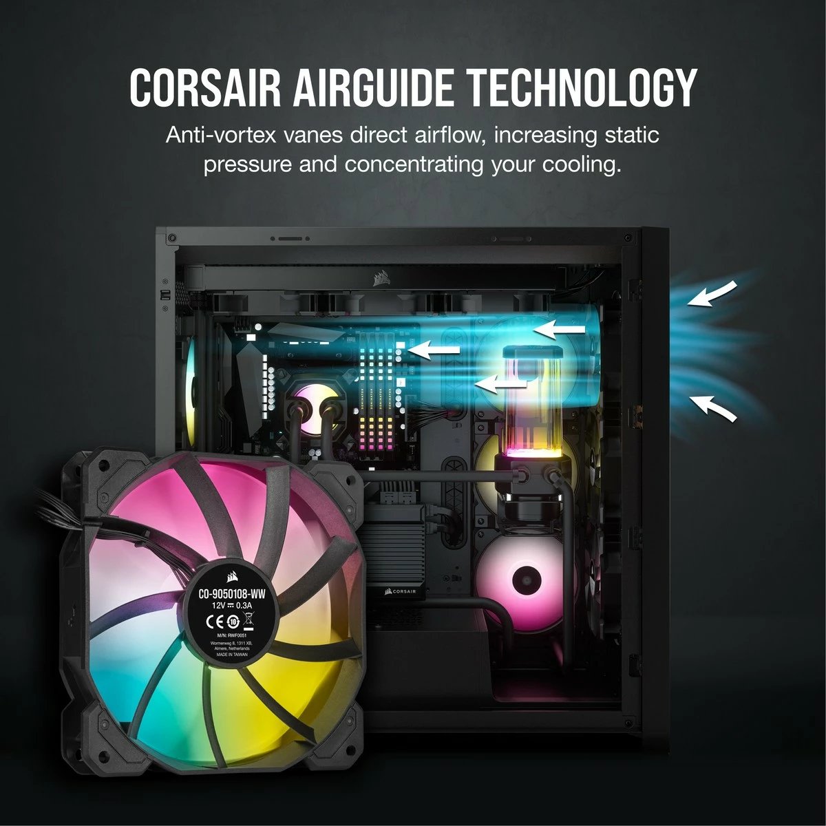 Ventilator Corsair SP120 RGB ELITE, 12 cm, 550 RPM, 1500 RPM, i zi Ventilator Corsair SP120 RGB ELITE, 12 cm, 550 RPM, 1500 RPM, i zi