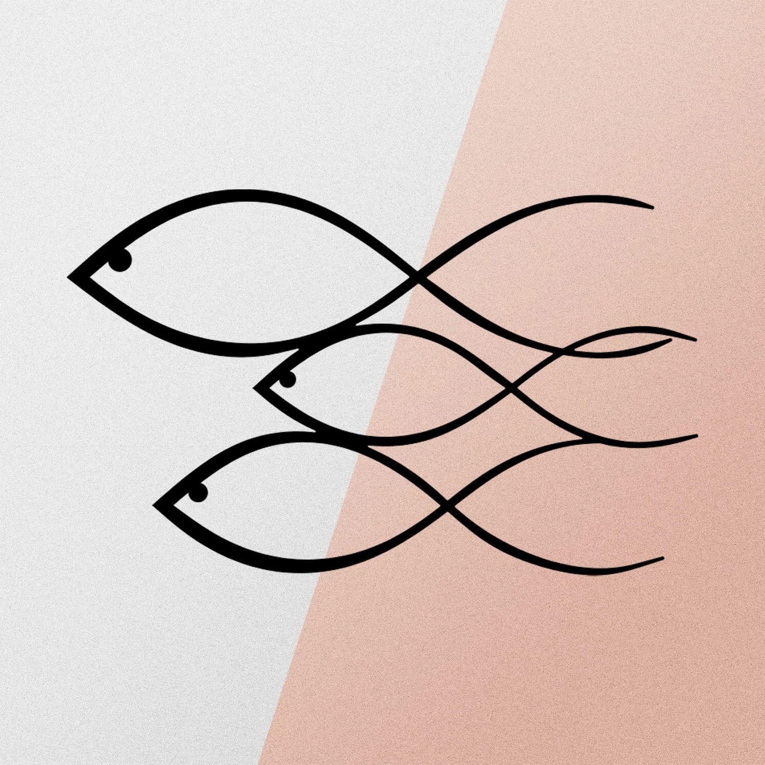 Aksesor dekorativ metalik për mur, Wallity, peshk