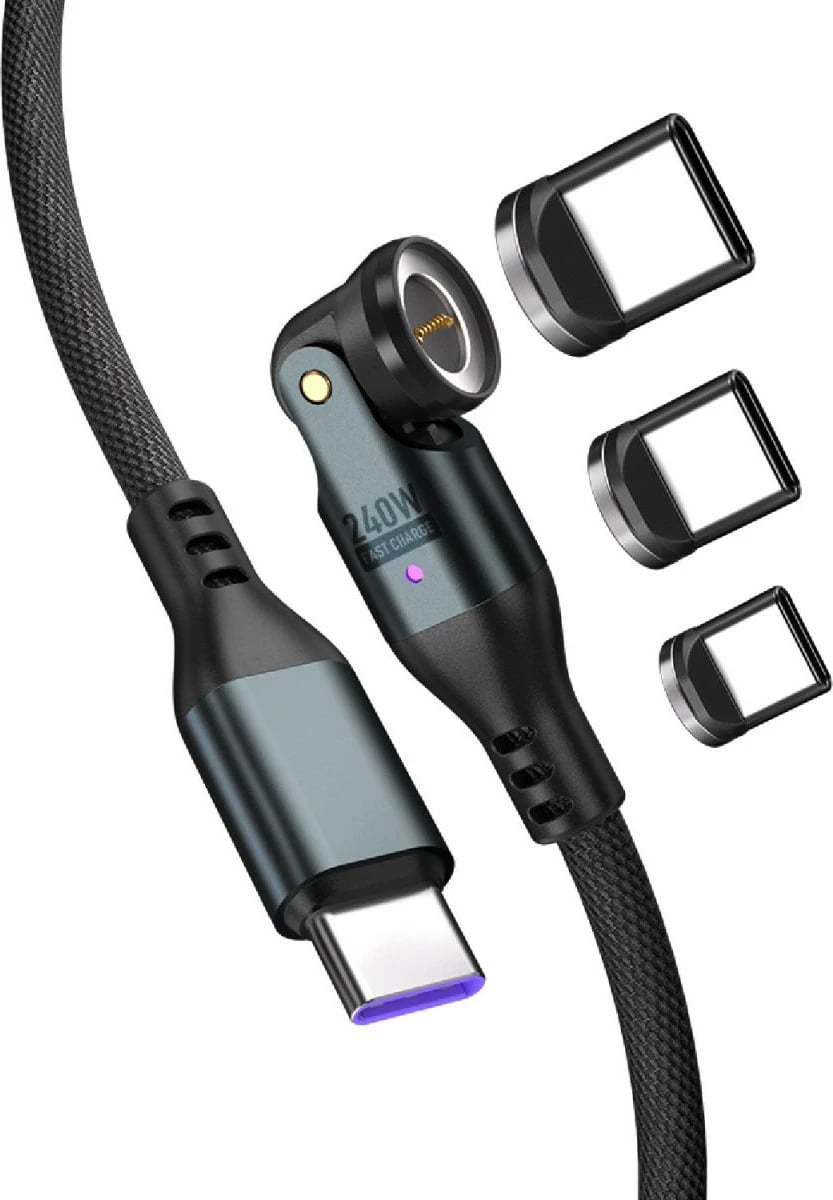 Kabëll USB-C 4smarts 541237, 1.8 m, 240W, i zi, gri