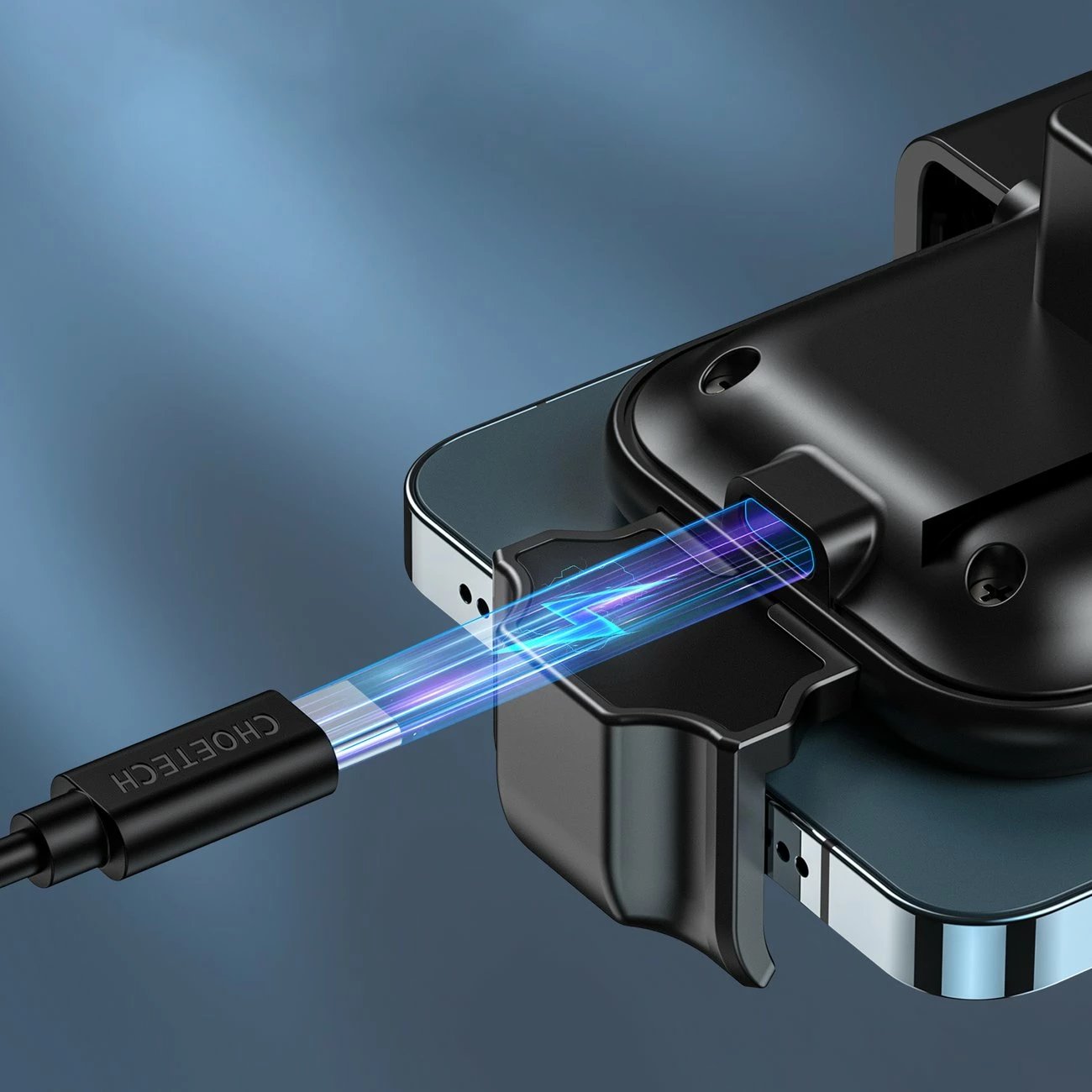 Mbajtës me karikues wireless Choetech T201-F për veturë, me koka magnetike, Zi