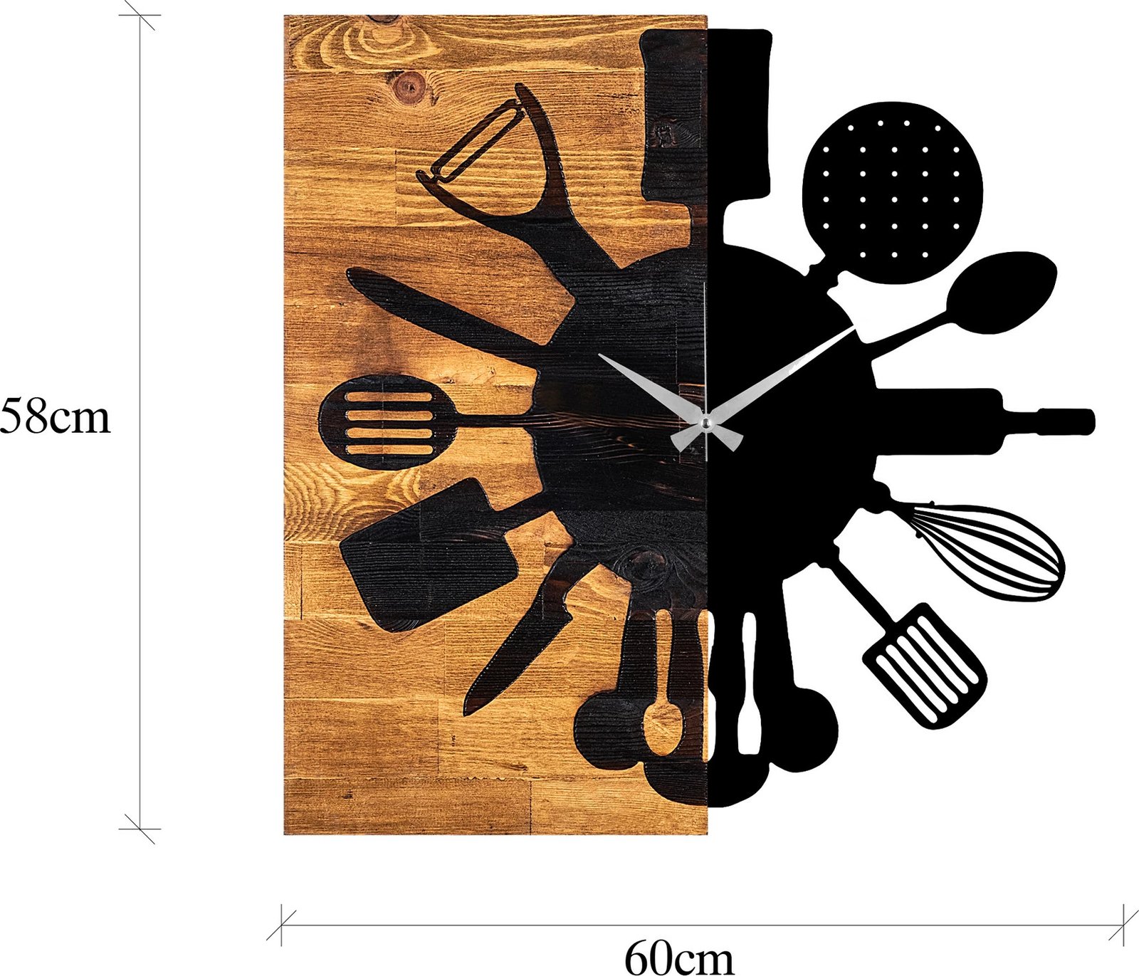 Orë muri dekorative prej druri Wallity, ngjyrë arre dhe e zezë, 60x3x58cm