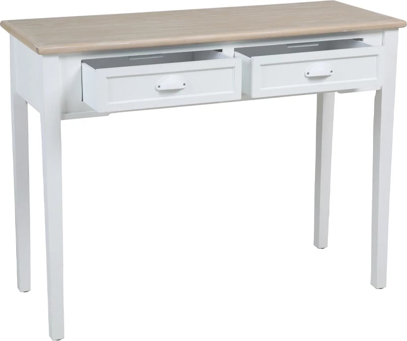 Konsolë me 2 sirtarë, e bardhë/natyrale, 102x40x78