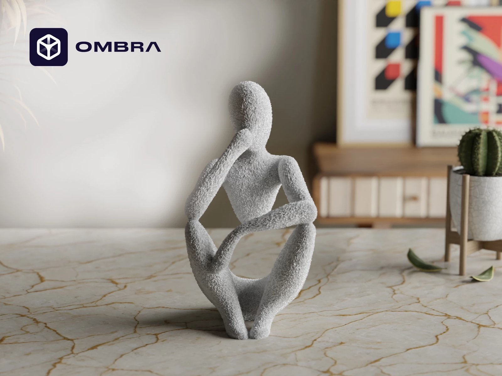 Statujë "Thinker" Dekorative dhe Kreative, e bardhë