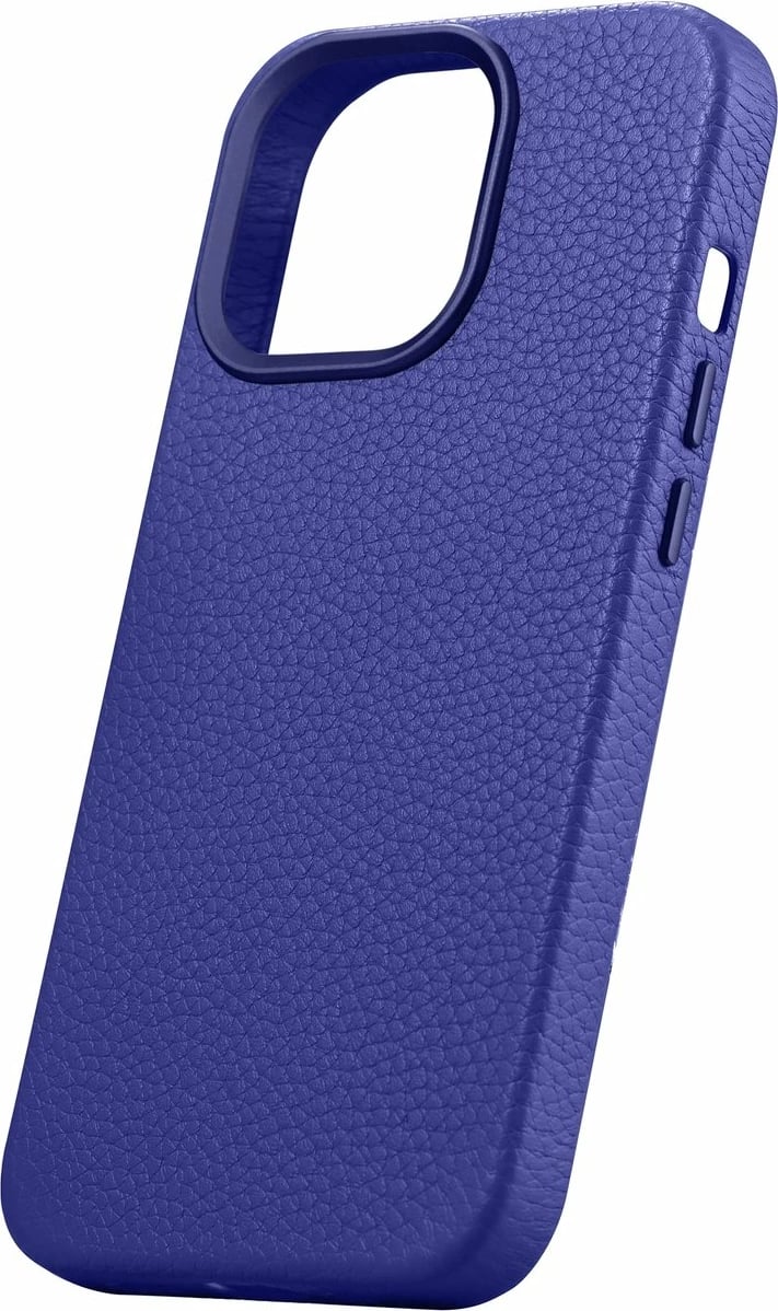 Mbështjellës iCarer Litchi Premium për iPhone 14 Pro, lëkurë natyrale, MagSafe, kaltër e errët