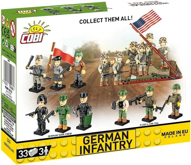 Set figurash ndërtuese Cobi Klocki COBI-2060, German Infantry, 33 pjesë, 3 figura
