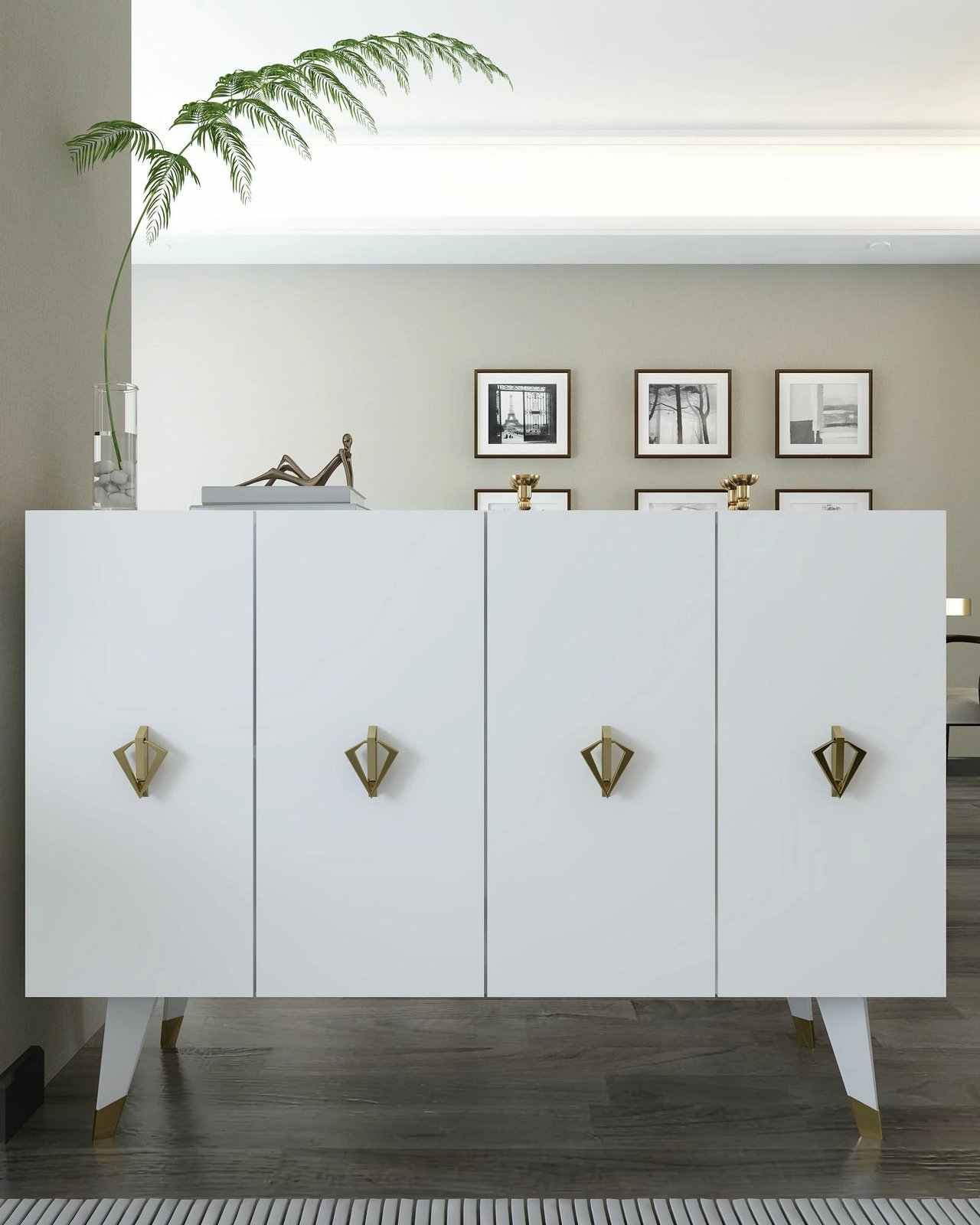 Konsol Skye Decor, 8163KM-32, e bardhë, e artë