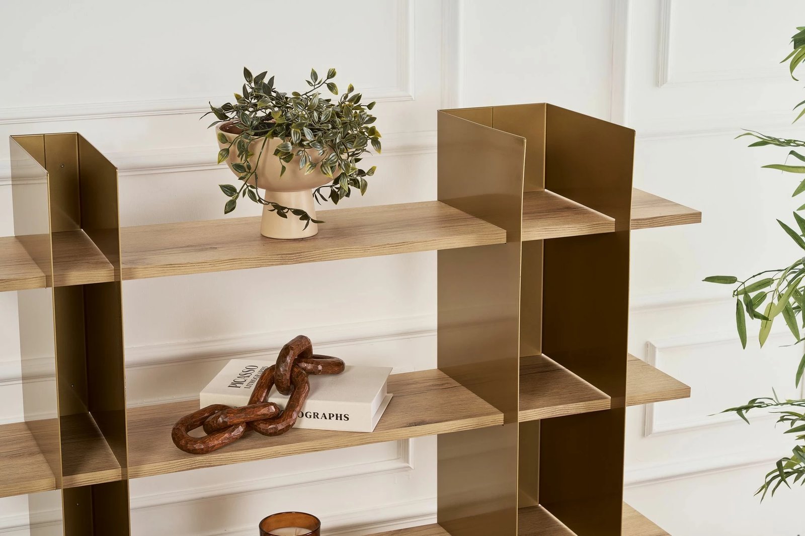 Raft librash Skye Decor, ngjyrë ari, Shb-017-A