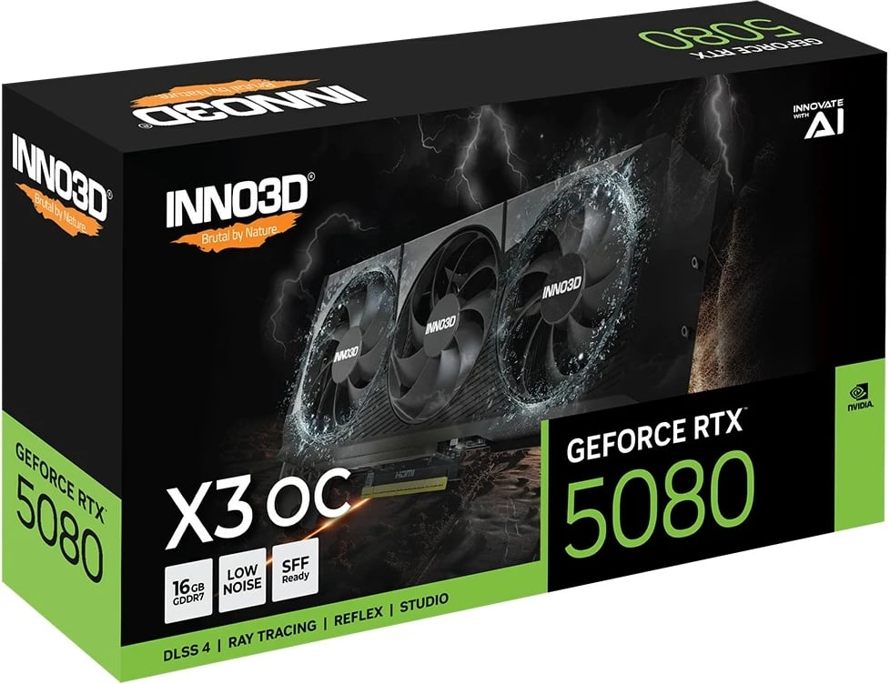 Kartelë grafike INNO3D GeForce RTX 5080 X3, 16 GB GDDR7, E zezë