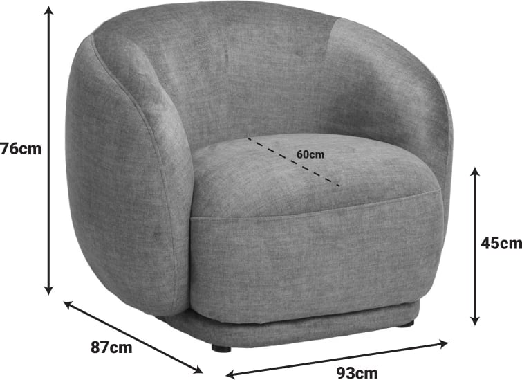 Fotel Freya, ngjyrë amber, 93x87x76cm