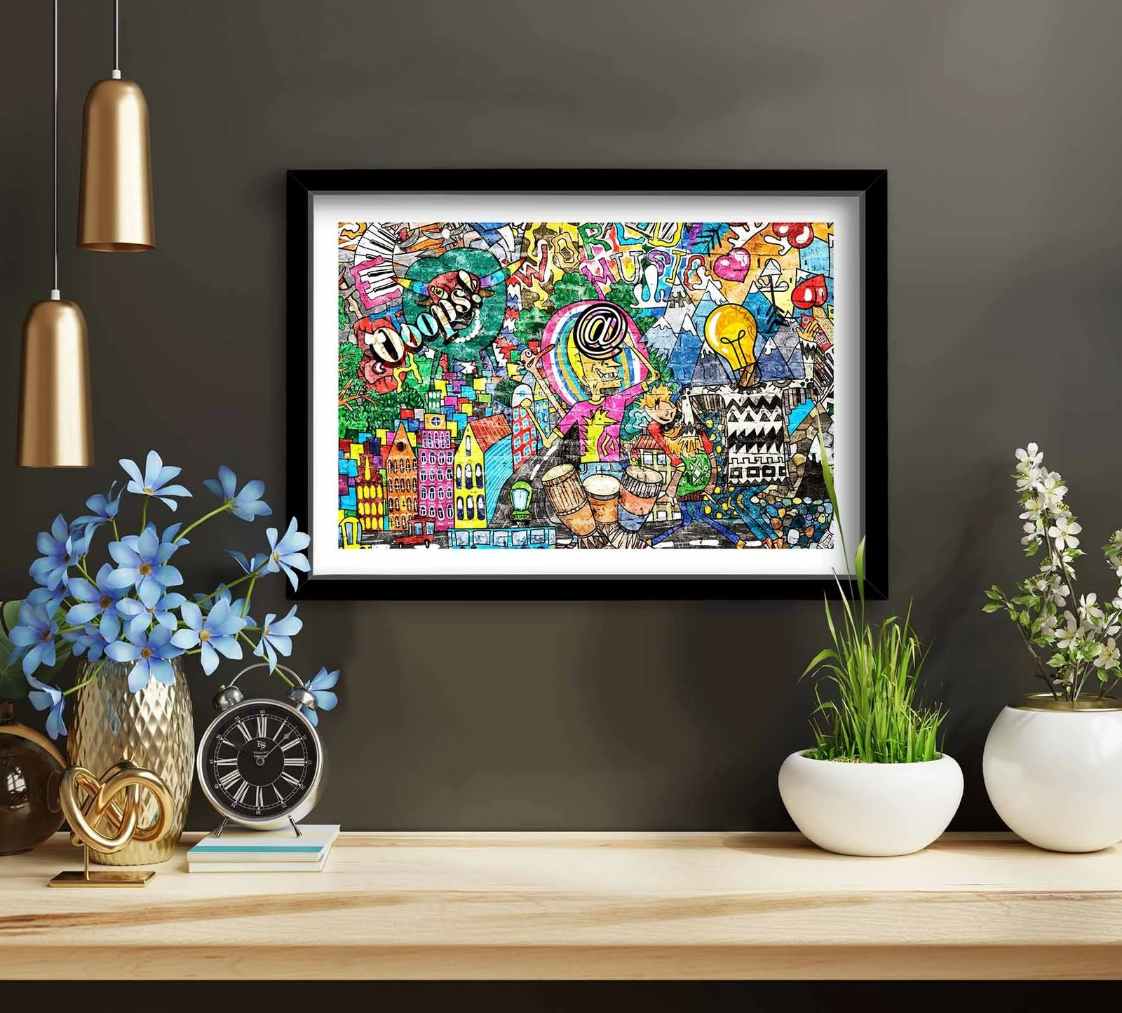 Pikturë dekorative me kornizë, MDF, shumëngjyrëshe, 3550POP-008, 38x53cm